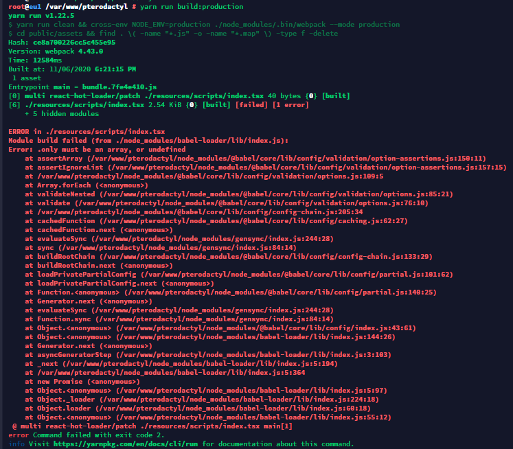 Error index.tsx · Issue #2667 · pterodactyl/panel · GitHub
