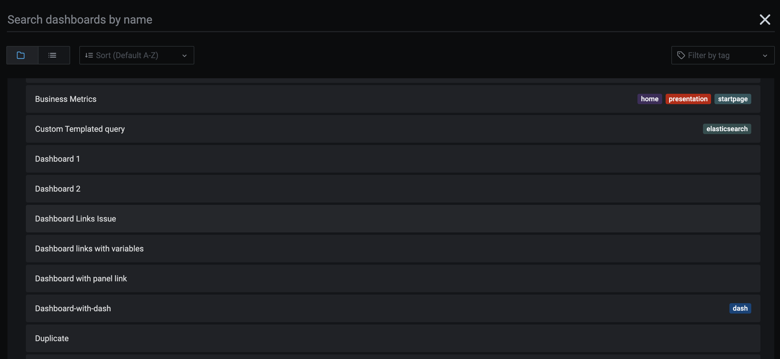 Clicking on the dashboard in the dashboard list does not open the