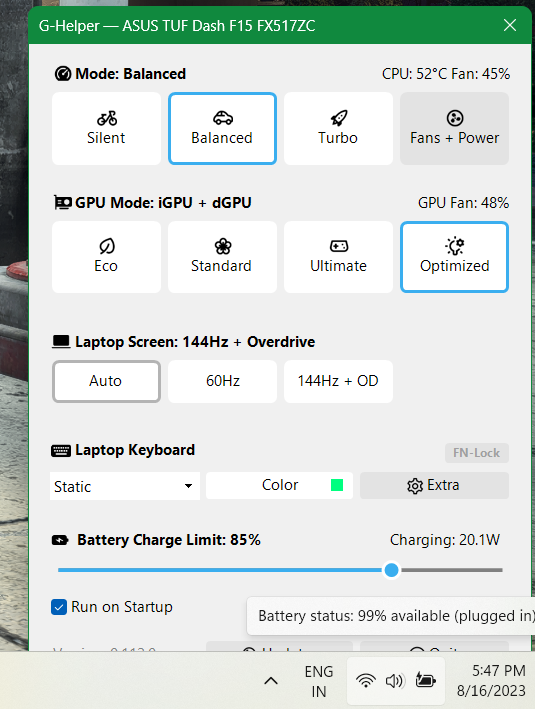 Battery charger limit not working · Issue 1099 · seerge/ghelper · GitHub