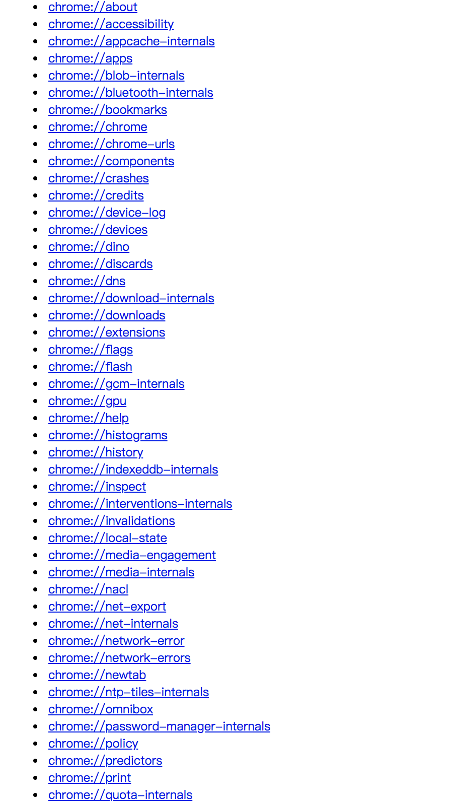 通过chrome Chrome Urls 可以获得所有list Issue 10 Xushimin Record Github