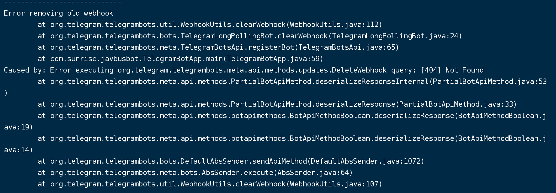Remove old hook error · Issue #1149 · rubenlagus/TelegramBots · GitHub