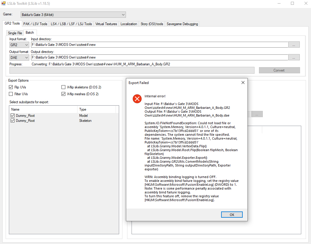 "Internal error" converting gr2 to dae · Issue 151 · Norbyte/lslib