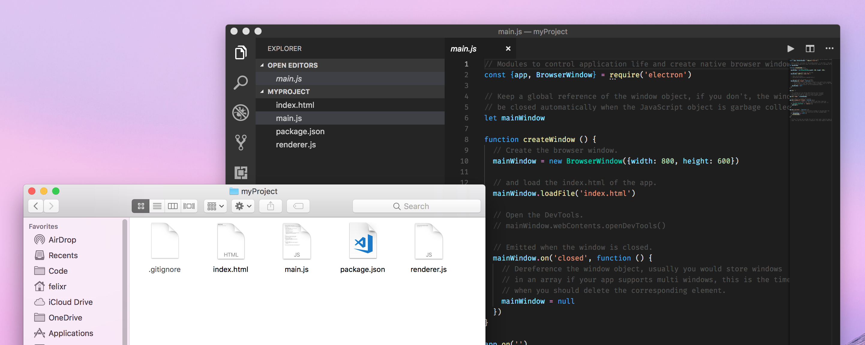 Screenshot: Visual Studio Code with Fiddle Export