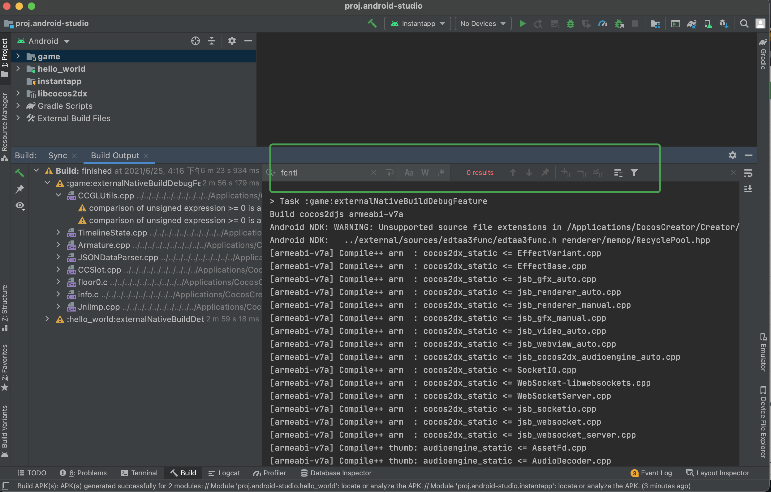 mac10.15.3 android studio 3.6.1 安卓编译时，有很多fcntl() Bad file descriptor警告