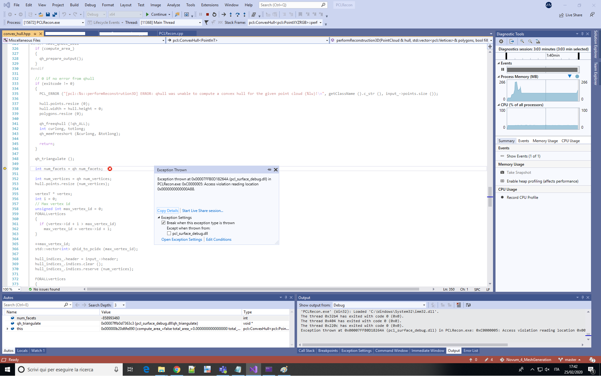 ConvexHull crashes in debug mode only · Issue #3678 · PointCloudLibrary ...