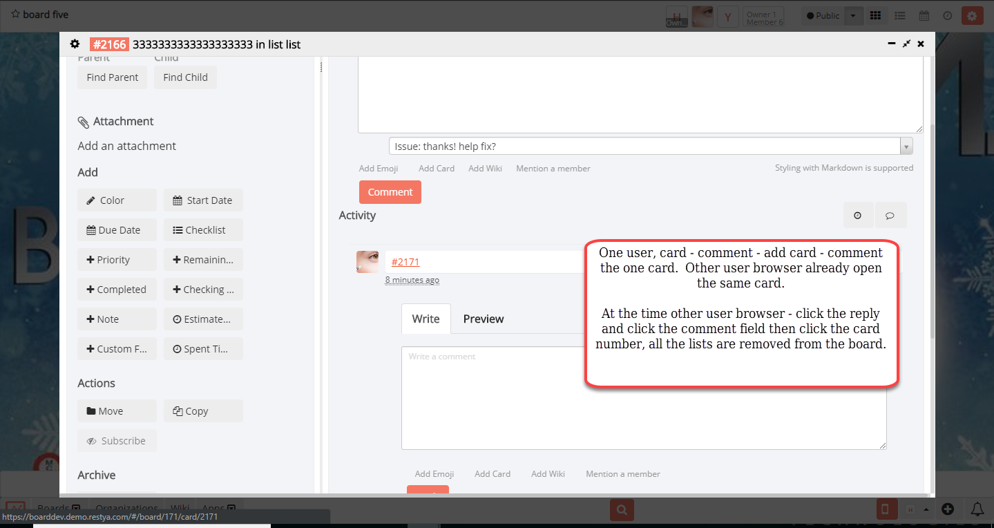 Other user browser click the comment field in reply comment, then click ...