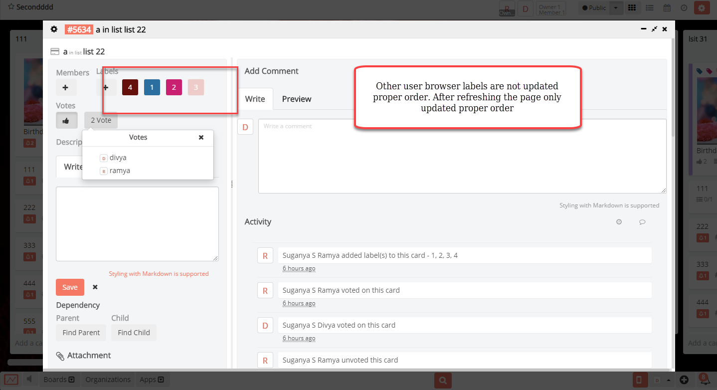 Other user browser labels are not updated proper order. After ...