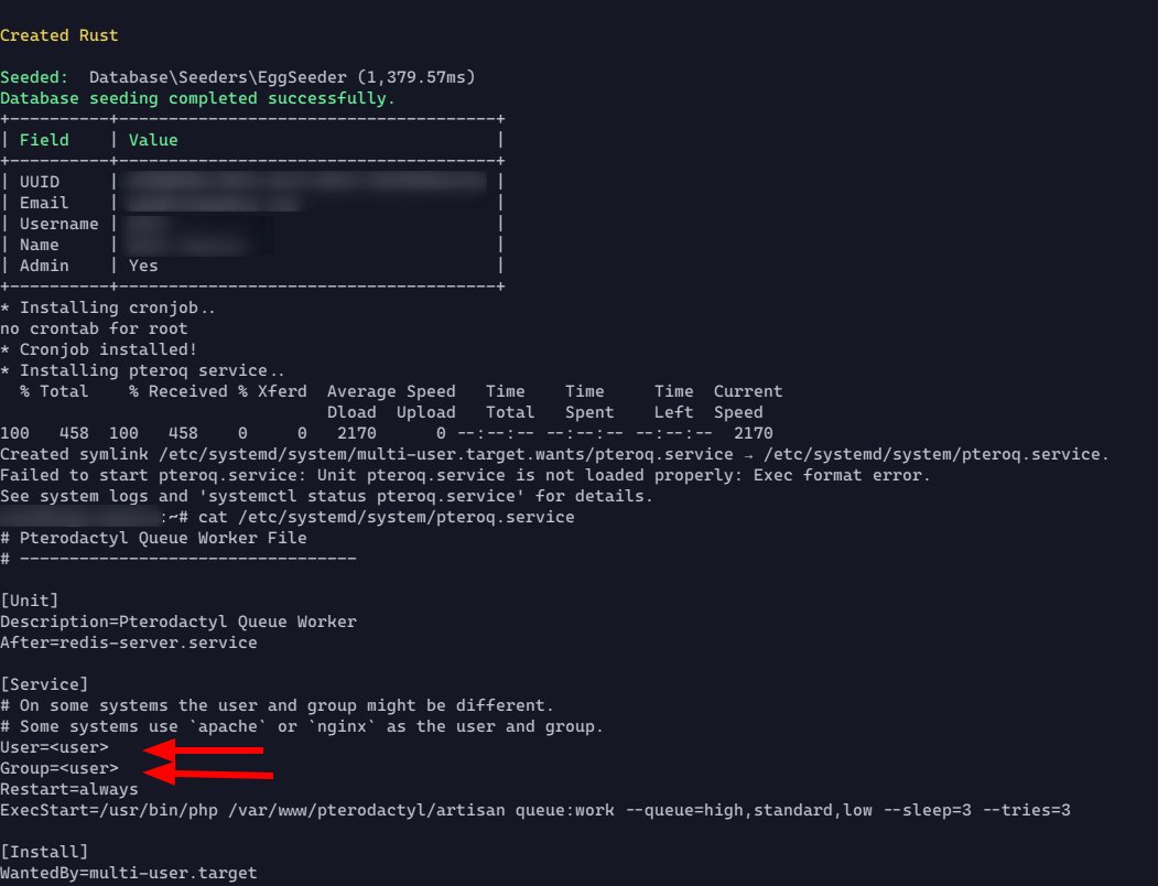 Failed to start pteroq.service · Issue #170 · pterodactyl-installer ...