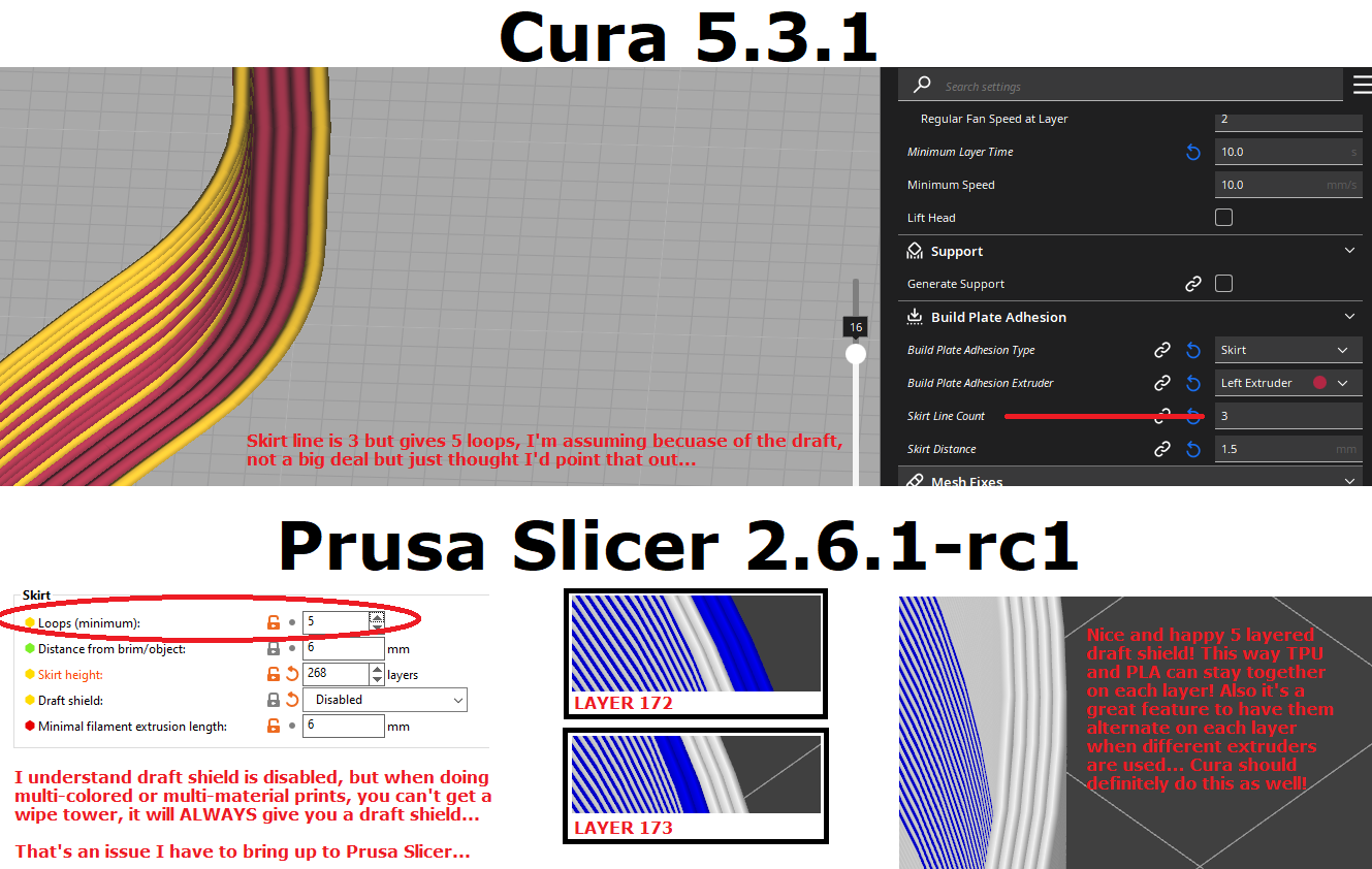 Can't Choose how long layers thick I'd like the draft shield for multi
