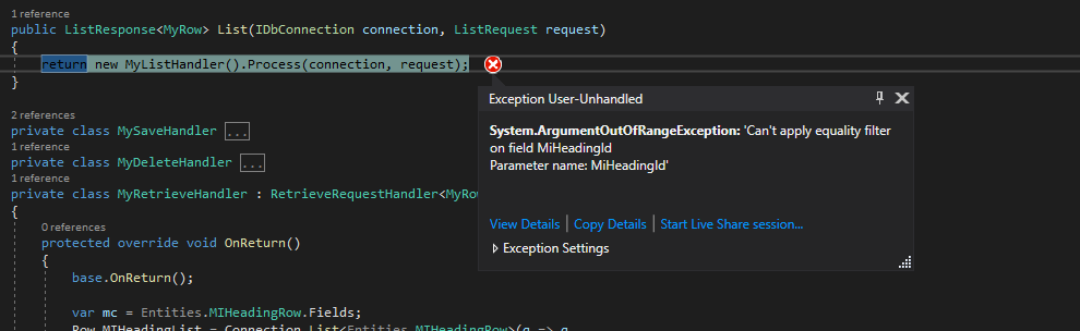 error heading filter