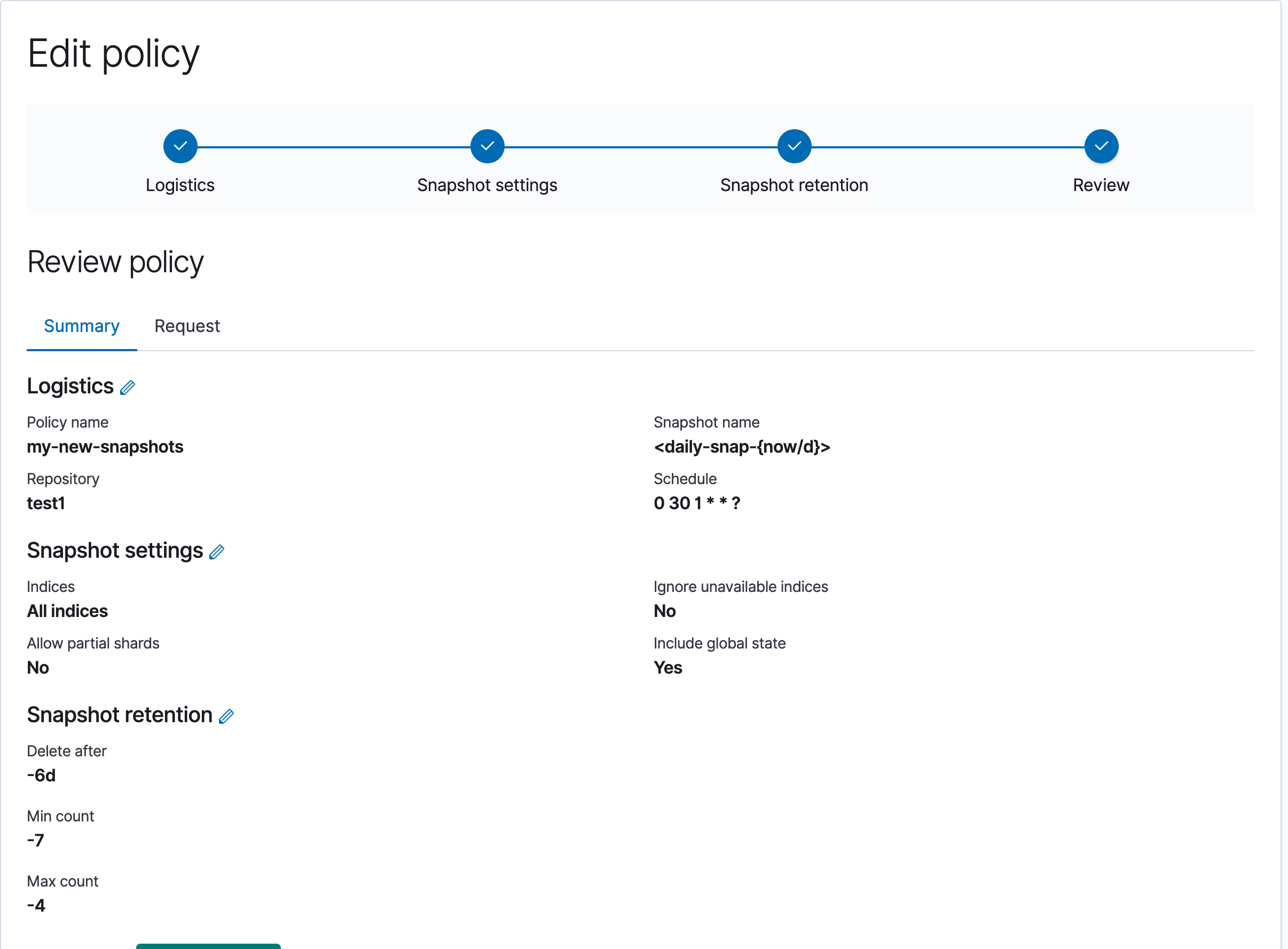 Snapshot Retention Policy allows selection for negative number of