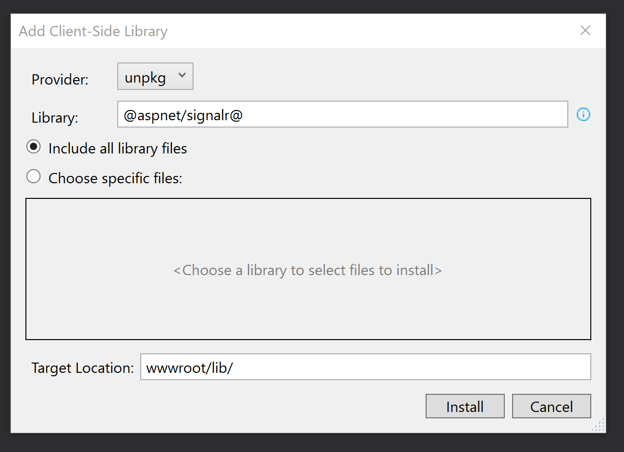 Adding Clientside library doesn't work in Visual