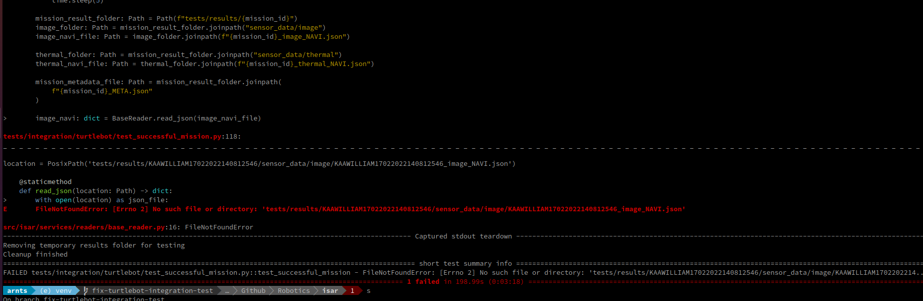 Fix failing integration test for turtlebot · Issue #207 · equinor/isar ...