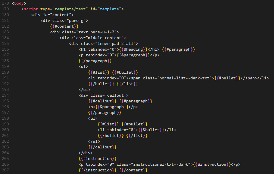 [html] Please add native syntax highlighting for 'template/text' logic ...