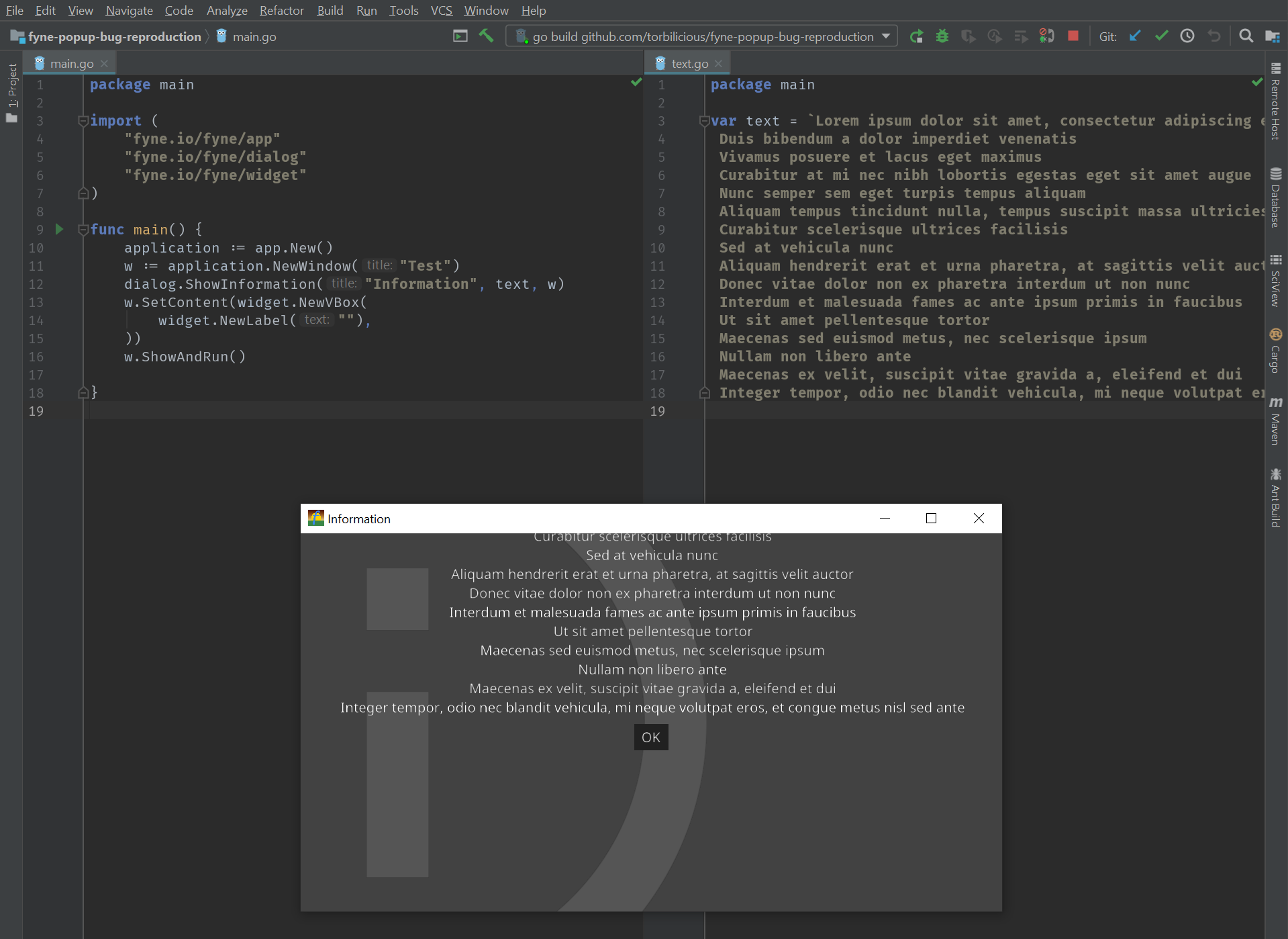 Long text breaks dialog layout. · Issue #121 · fyne-io/fyne · GitHub