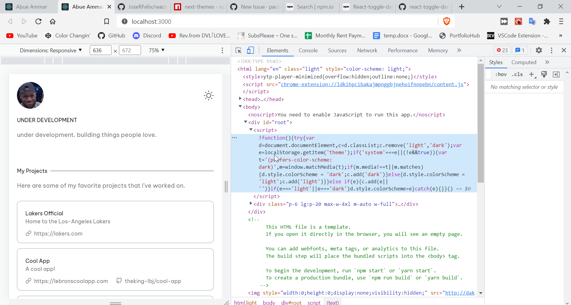 i tried to use this one Reactjs app instead of nextjs app. darkmode ...