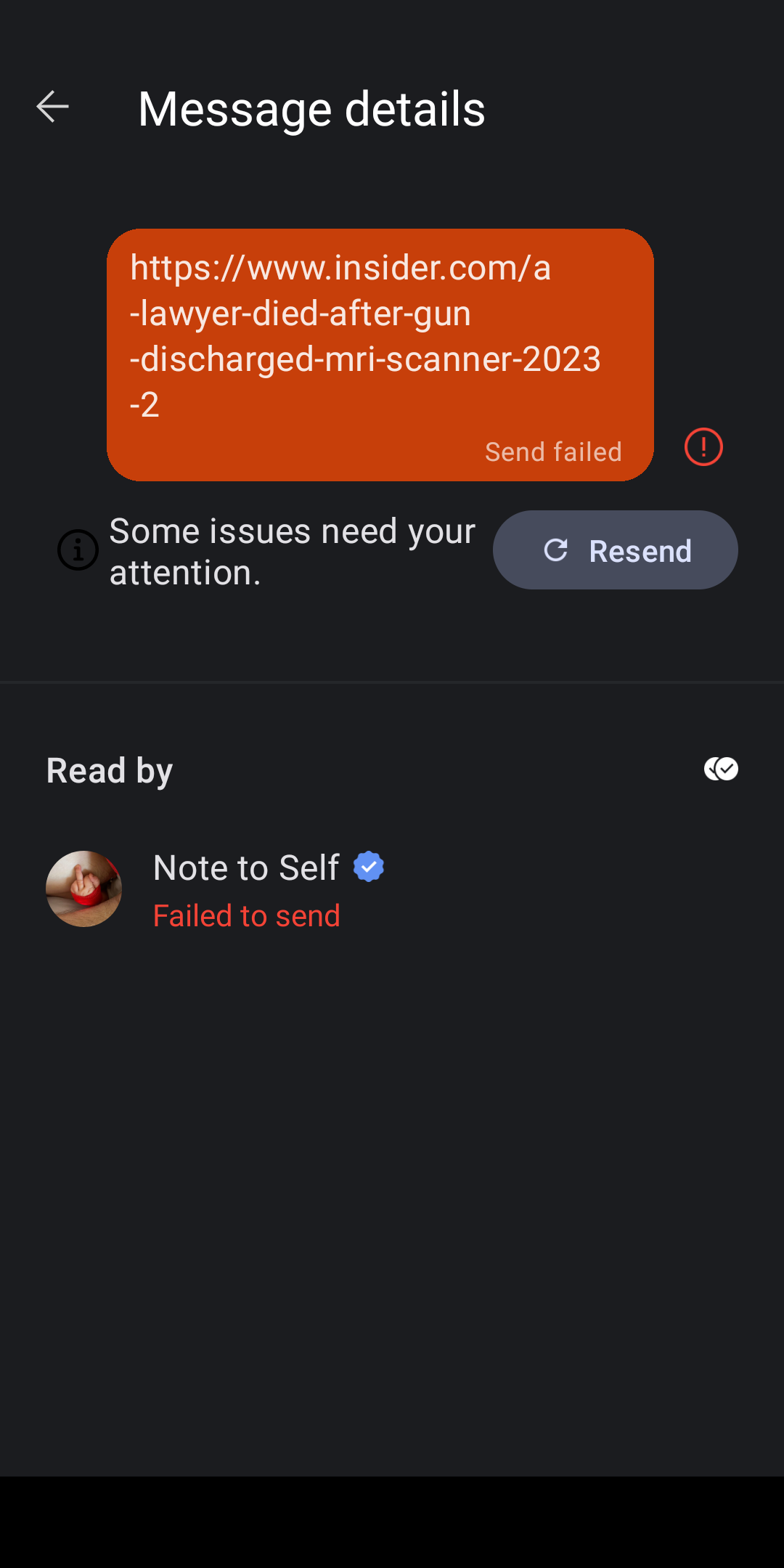 Unable to send a link to a specific side, all other links are working