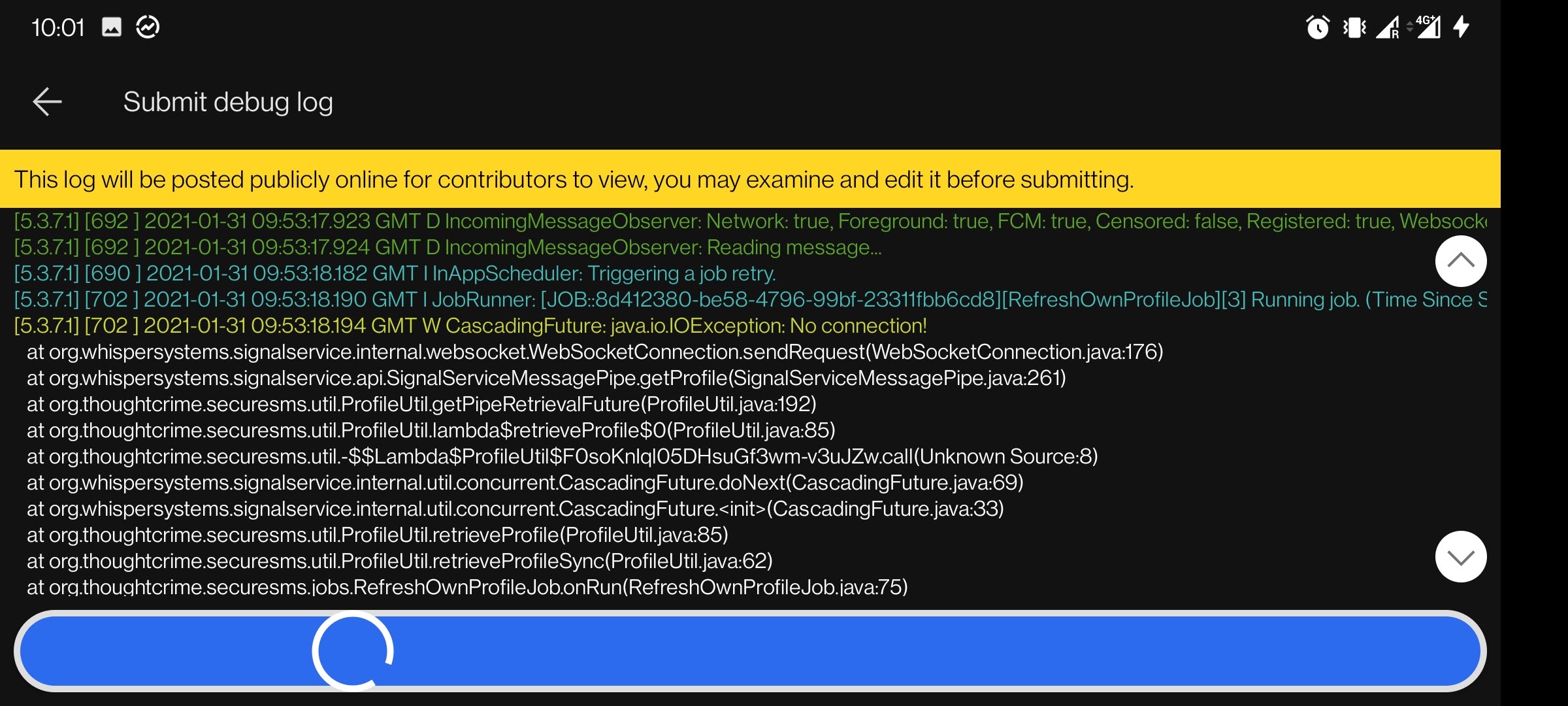 [Android] [5.7.3.1] Cannot Connect to Signal Servers ...