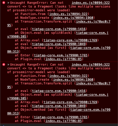 Console errors with Enter key · Issue #1175 · ueberdosis/tiptap · GitHub