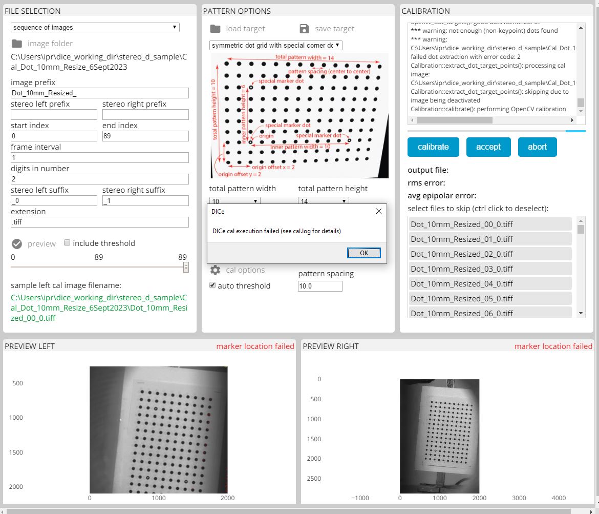 Stereo calibration issue with dot pattern · Issue 302 · dicengine/dice