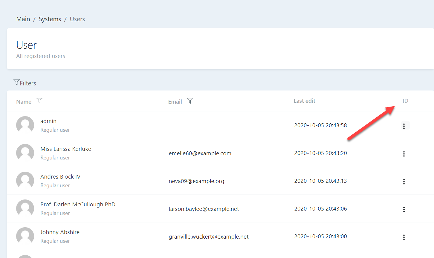 User List: Column "id" doesn't contain the user id (wrong label or ...