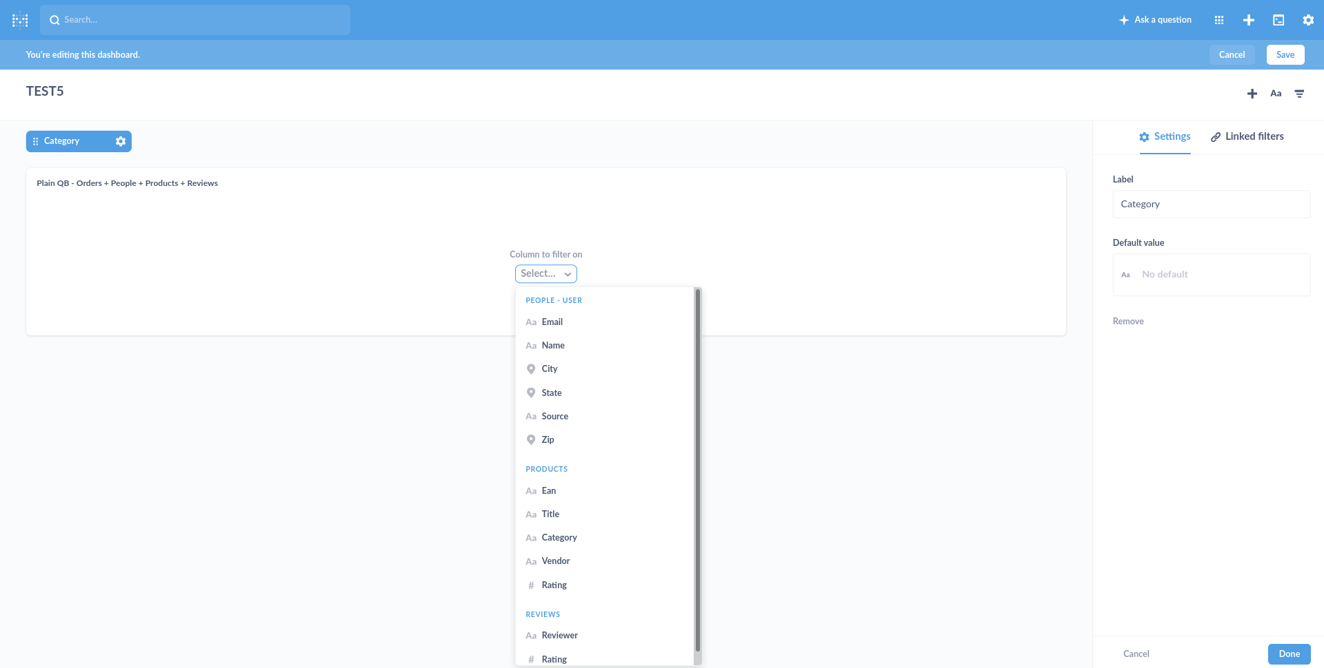 Dashboard category filter doesn't list all question's joined tables