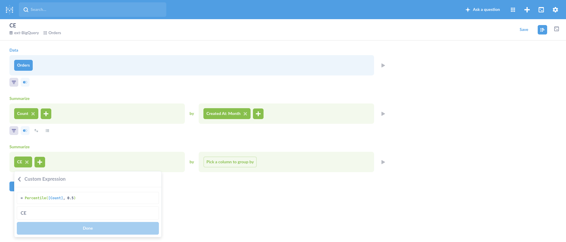 BigQuery Custom Expression function `Percentile` and `Median` not using correct backtick quoting