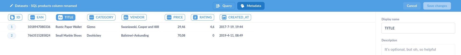 Model metadata not overriding question column settings · Issue #20624 ...