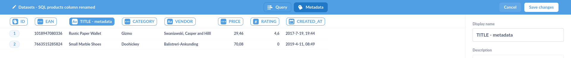 Model metadata not overriding question column settings · Issue #20624 ...