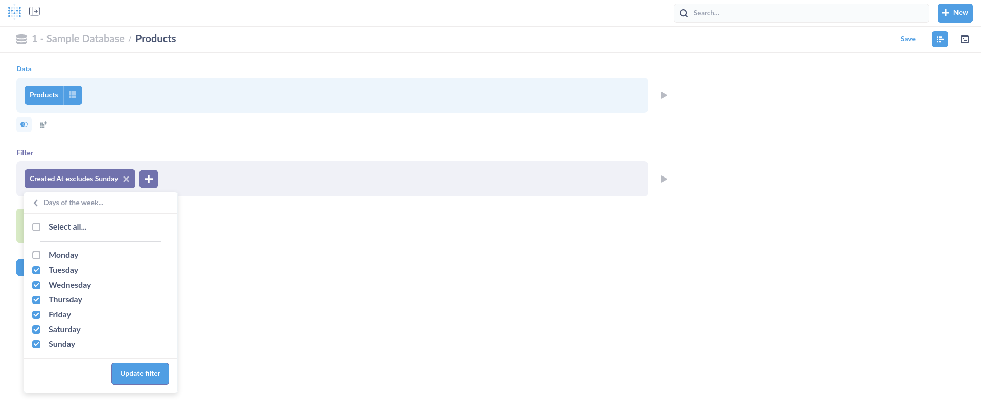 Filtering "Exclude" shows wrong weekday · Issue 21979 · metabase