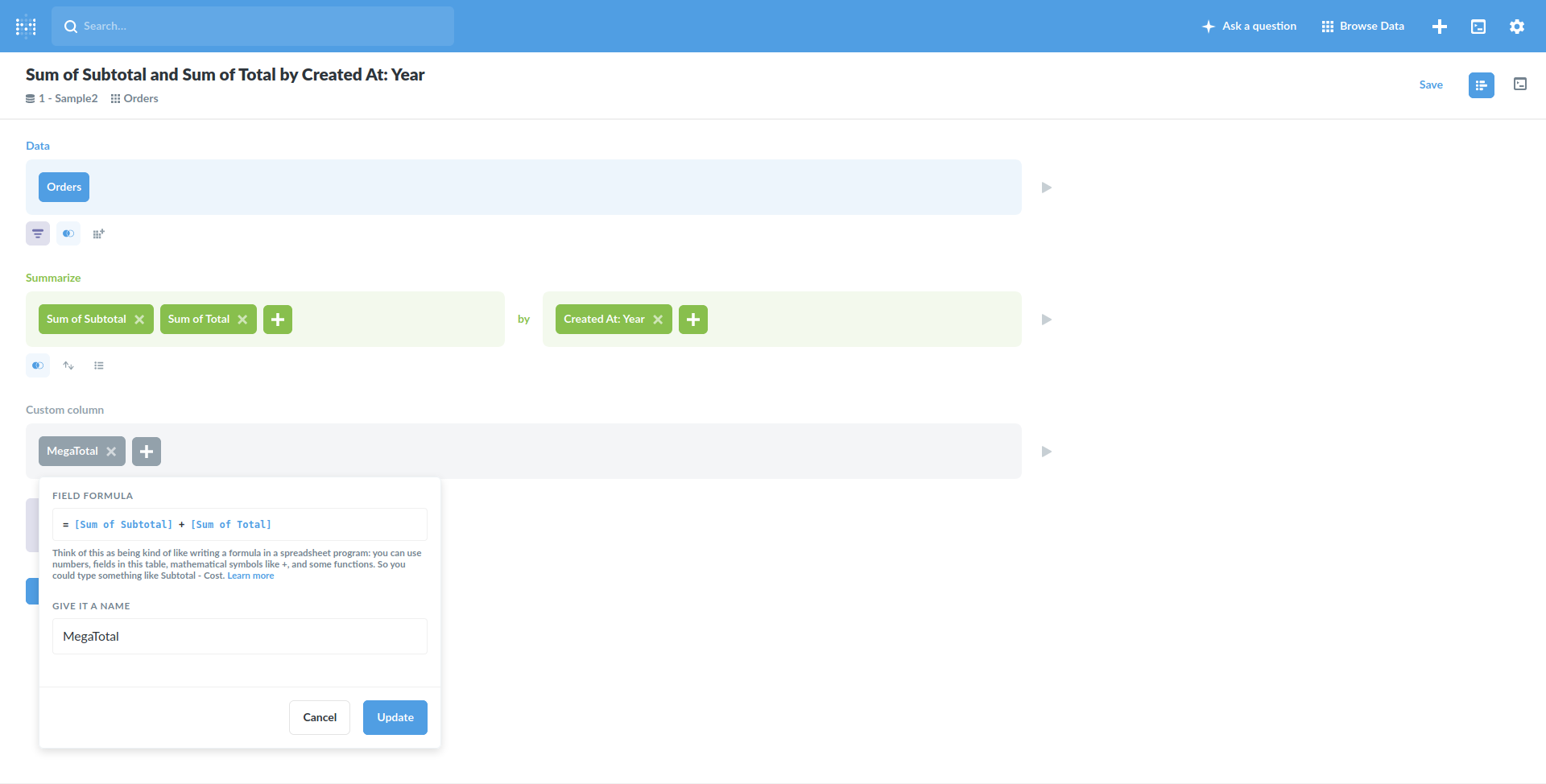 Custom column after aggregation creates wrong query and fails issue