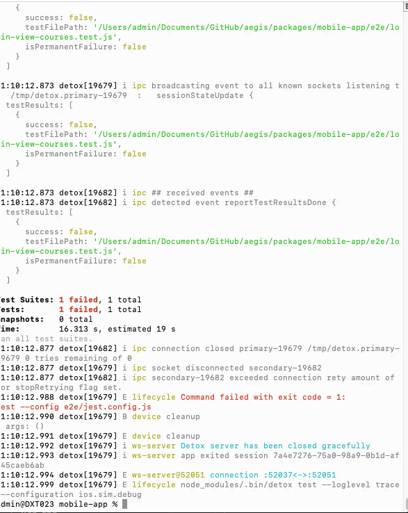 [Detox]  socket filed to connect with error Could not connect to