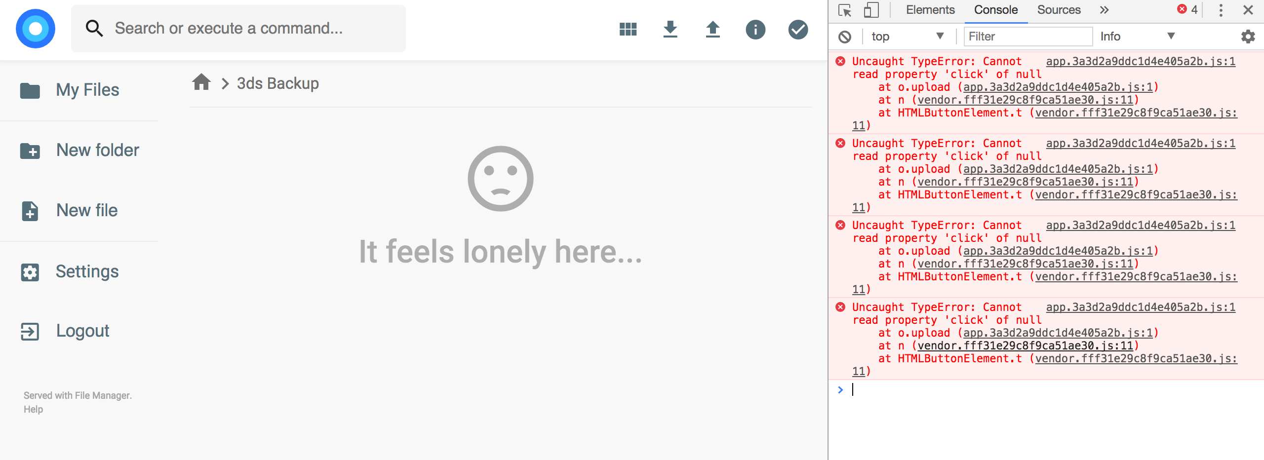 Cannot upload files into an Empty Directory · Issue #149 · filebrowser ...