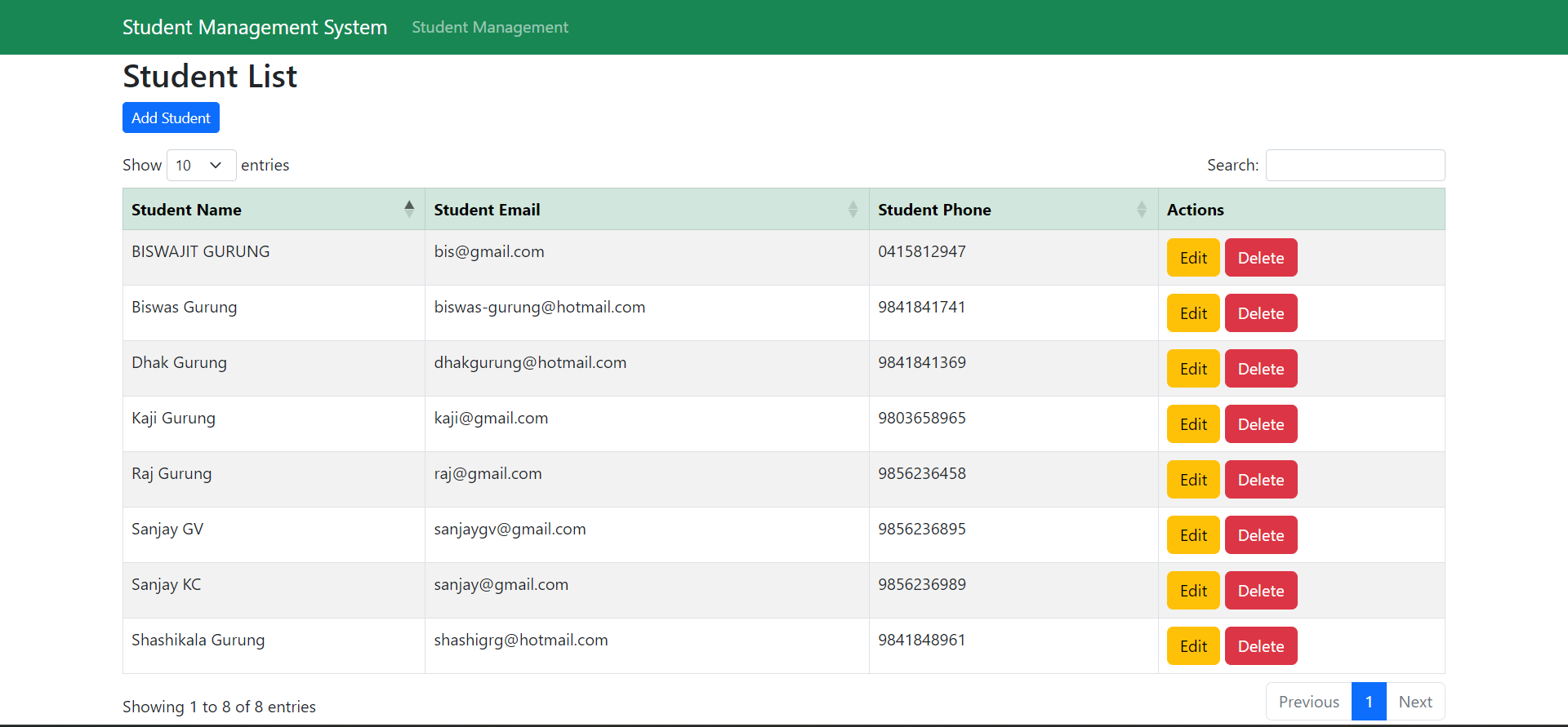 GitHub - bissuas/studentCRUD: Simple Student Management system with ...