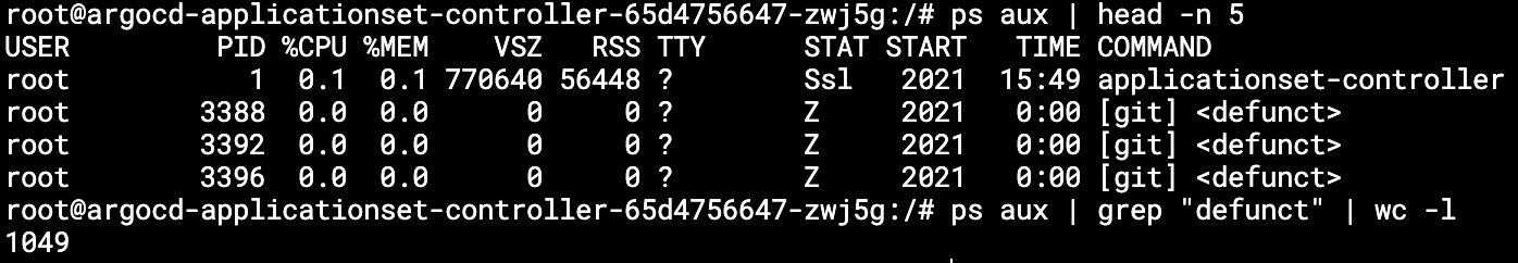 ApplicationSet controller spawns too many git zombie processes · Issue ...