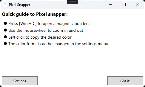 GitHub - JacoBijker/PixelSnapper: A Color Picker for Windows that ...