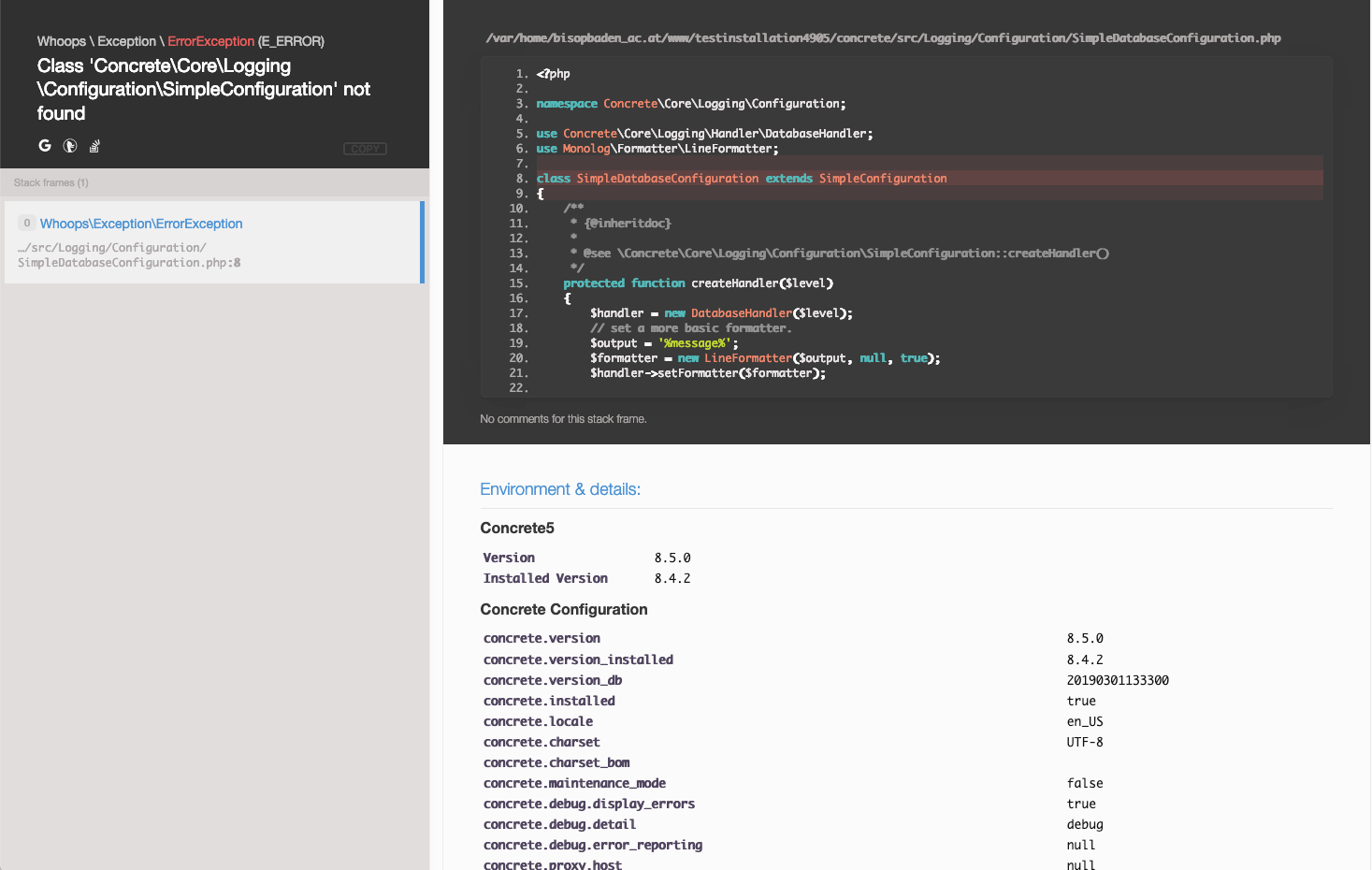 8.5 ErrorException on upgrade from 8.4.x (PHP 7.2.16) · Issue #7670 ...