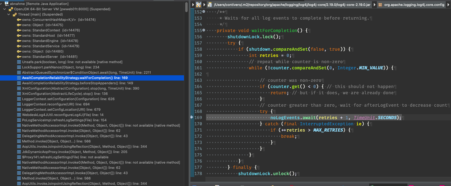 Log4J2 getting stuck when reconfiguring it · Issue #1399 · apache ...