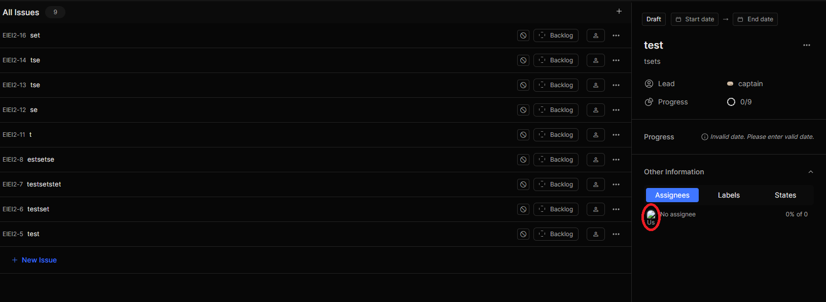 [bug] No assignee icon on cycle has not showing · Issue 2489