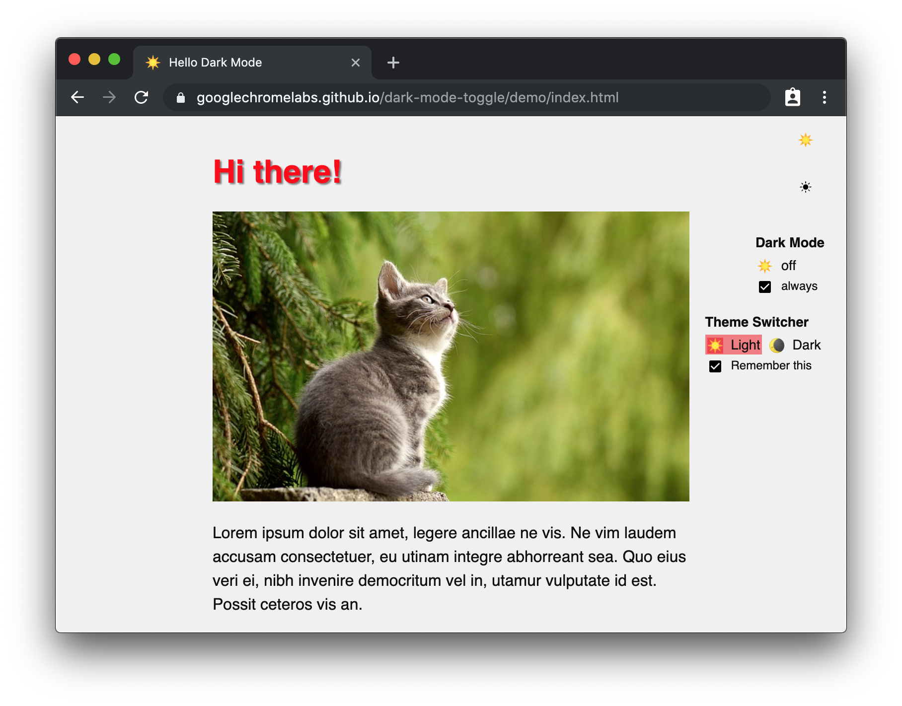 GitHub - GoogleChromeLabs/dark-mode-toggle: A custom element that allows  you to easily put a Dark Mode 🌒 toggle or switch on your site
