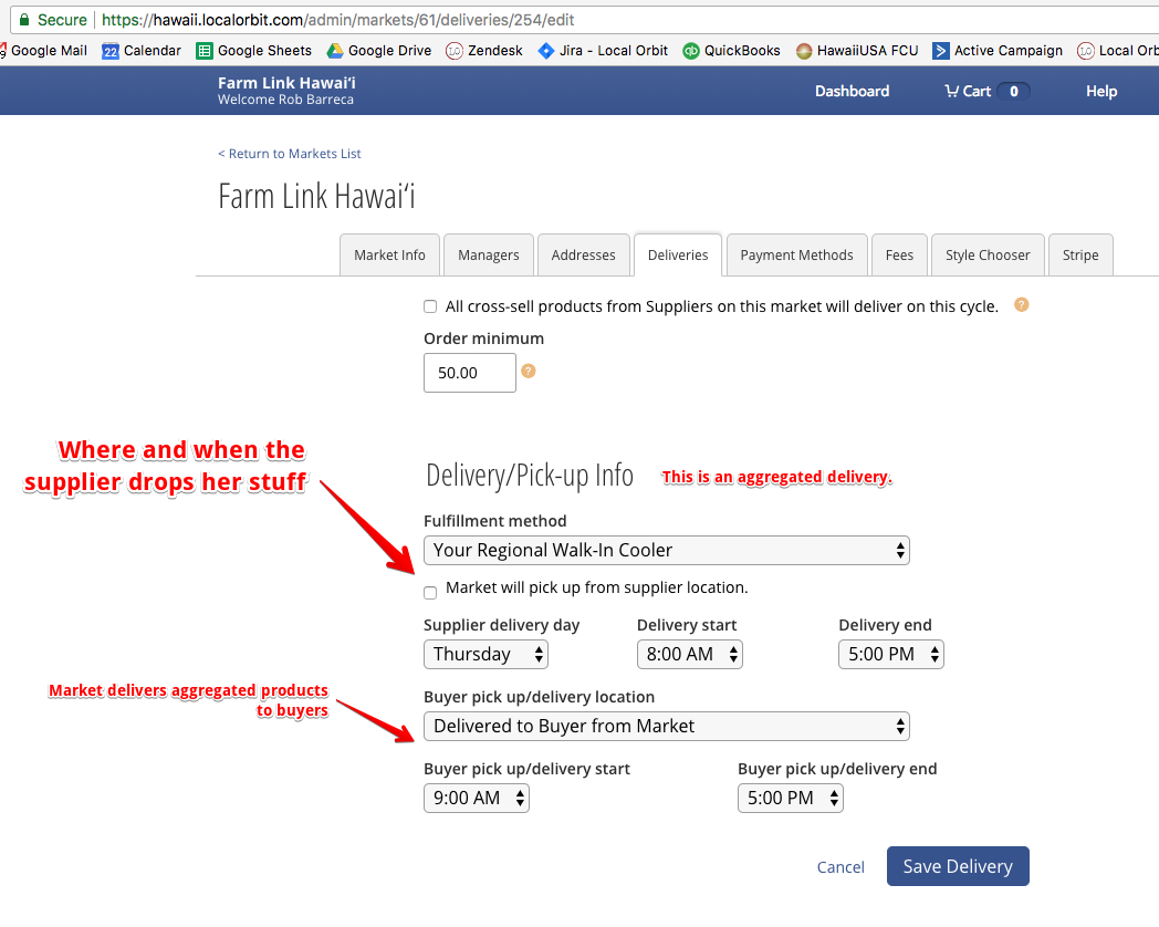 supplier drop point market delivers
