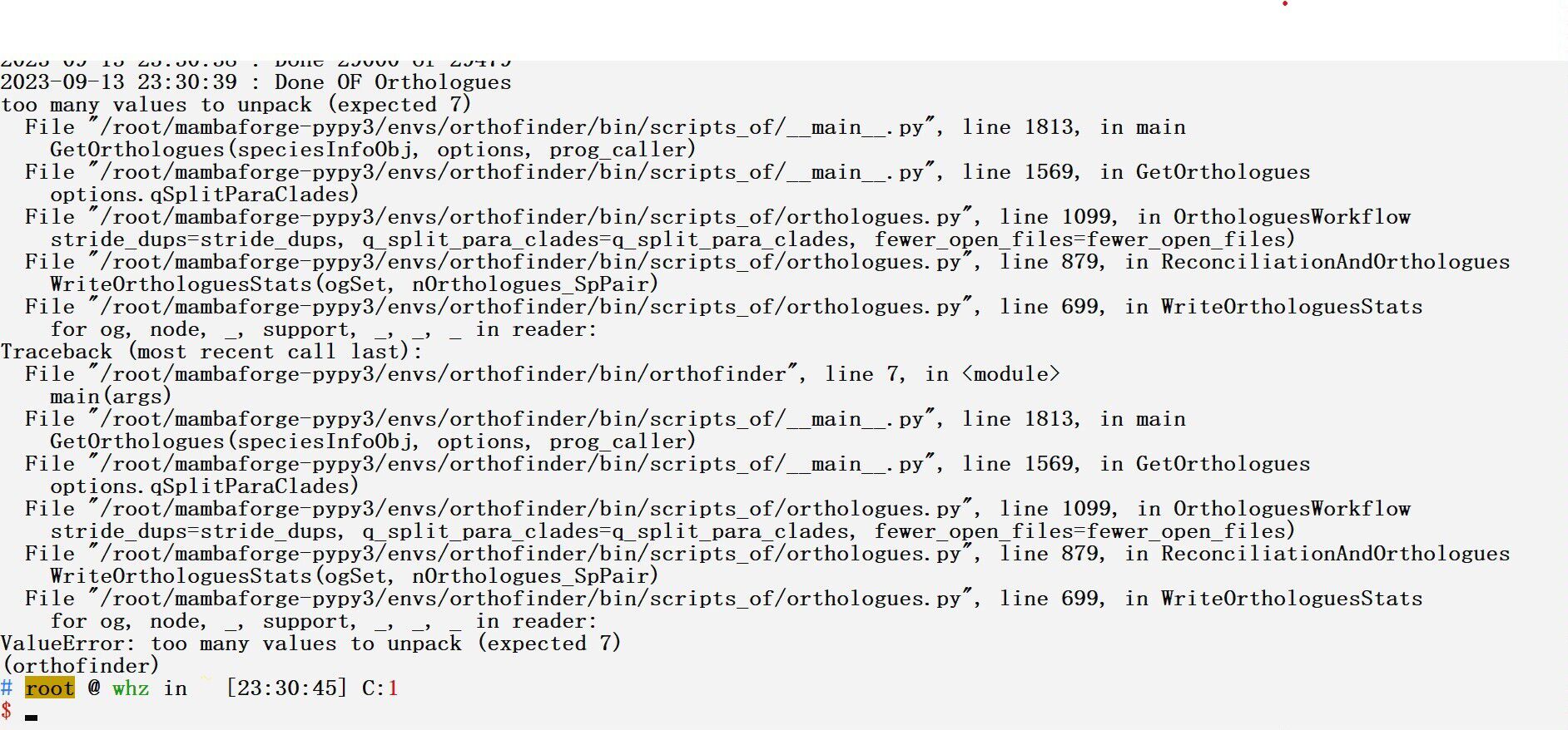 Orthofinder too many values to unpack issue 854 davidemms