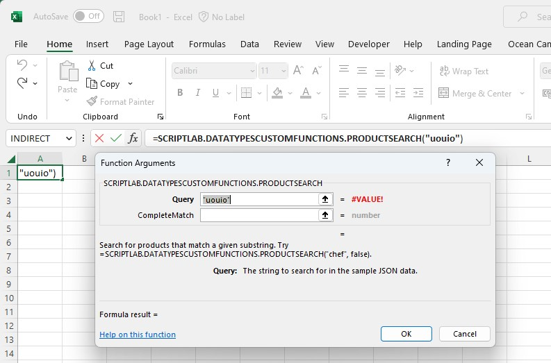 #value! message instead of arguments type in Function Argument box ...