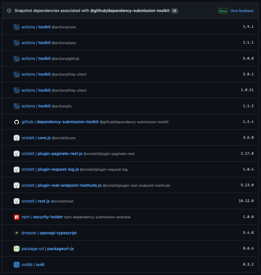 Should snapshot dependencies web UI nest indirect dependencies