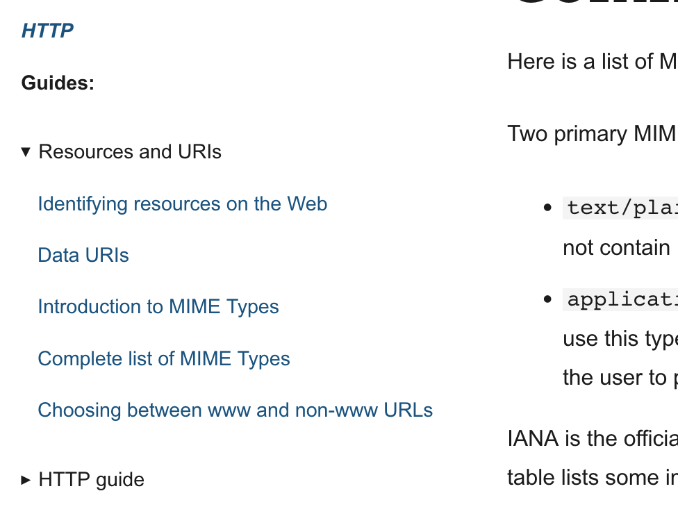 Issue with "Common MIME types": fold MIME-type articles together ...