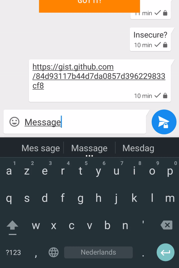 Sendbutton switches back to 'Signal' when 'Insecure SMS' is selected