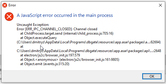 Exception on reconnect · Issue #272 · dbgate/dbgate · GitHub