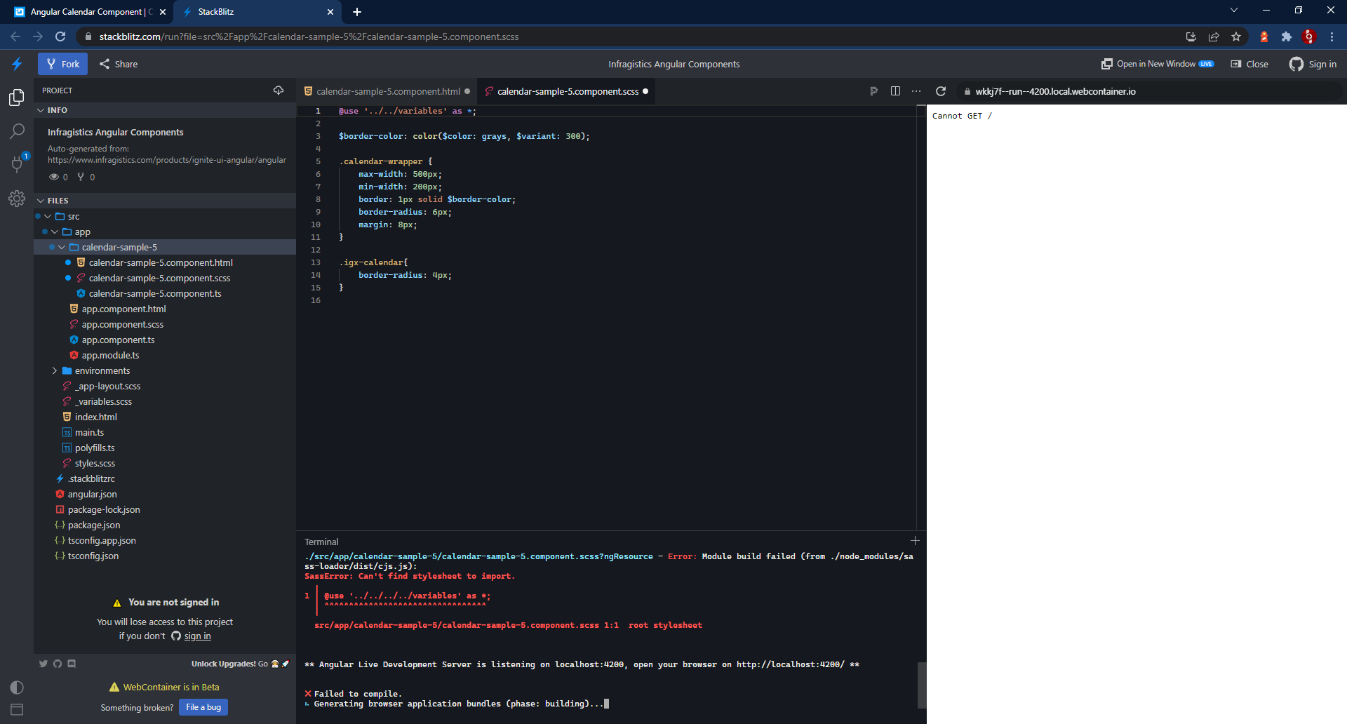 css paths in samples do not work on stackblitz · Issue #2967 · IgniteUI ...