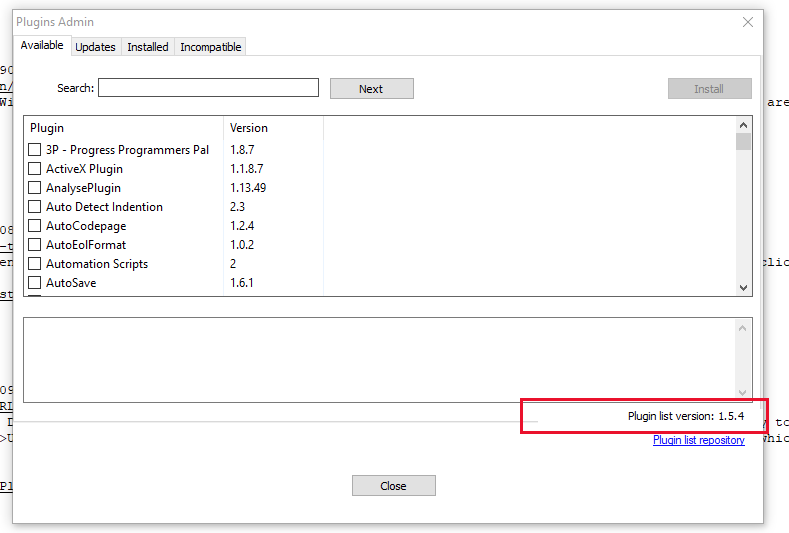 Plugin Admin UI glitch · Issue 12229 · notepadplusplus/notepadplus