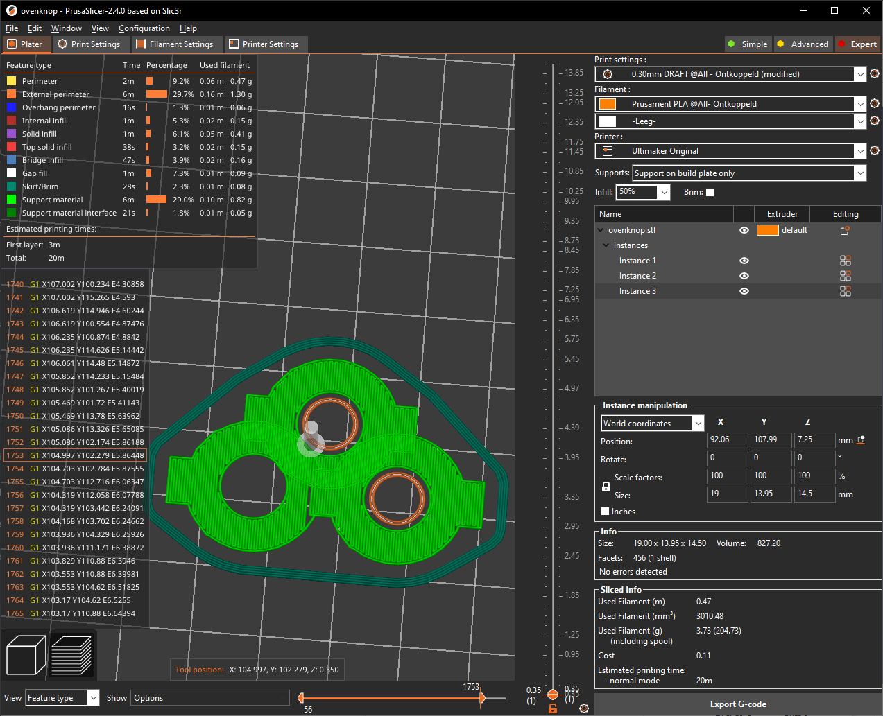 Printing multiple objects with snug supports will print multiple time ...